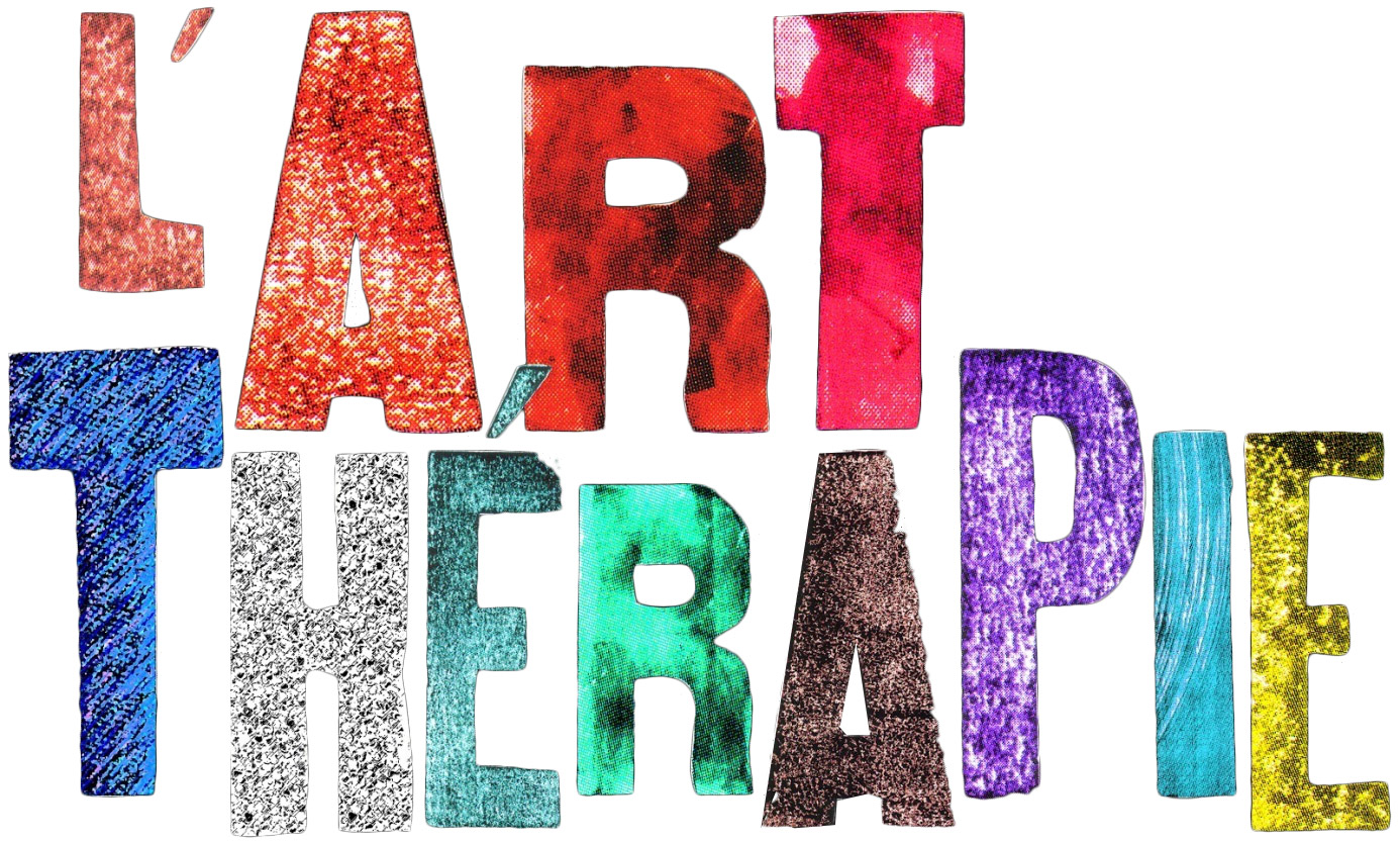 image faite de lettre écrivant le mot "art-thérapie" avec plein de couleurs